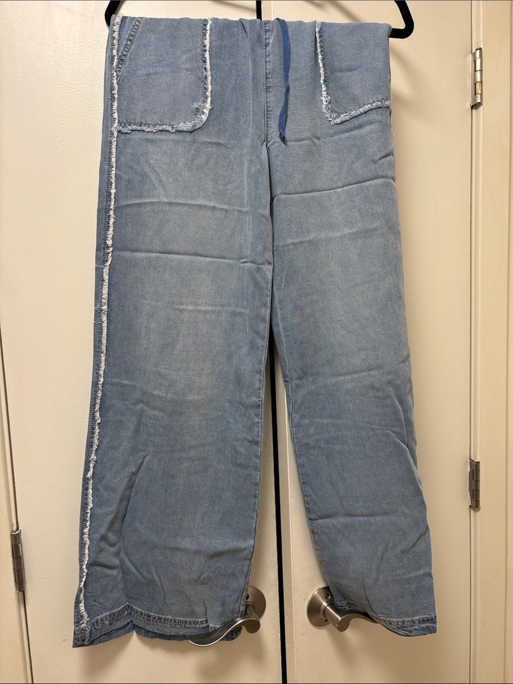 Tractr Relaxed Wide-Leg Medium women's Jeans in Light Blue